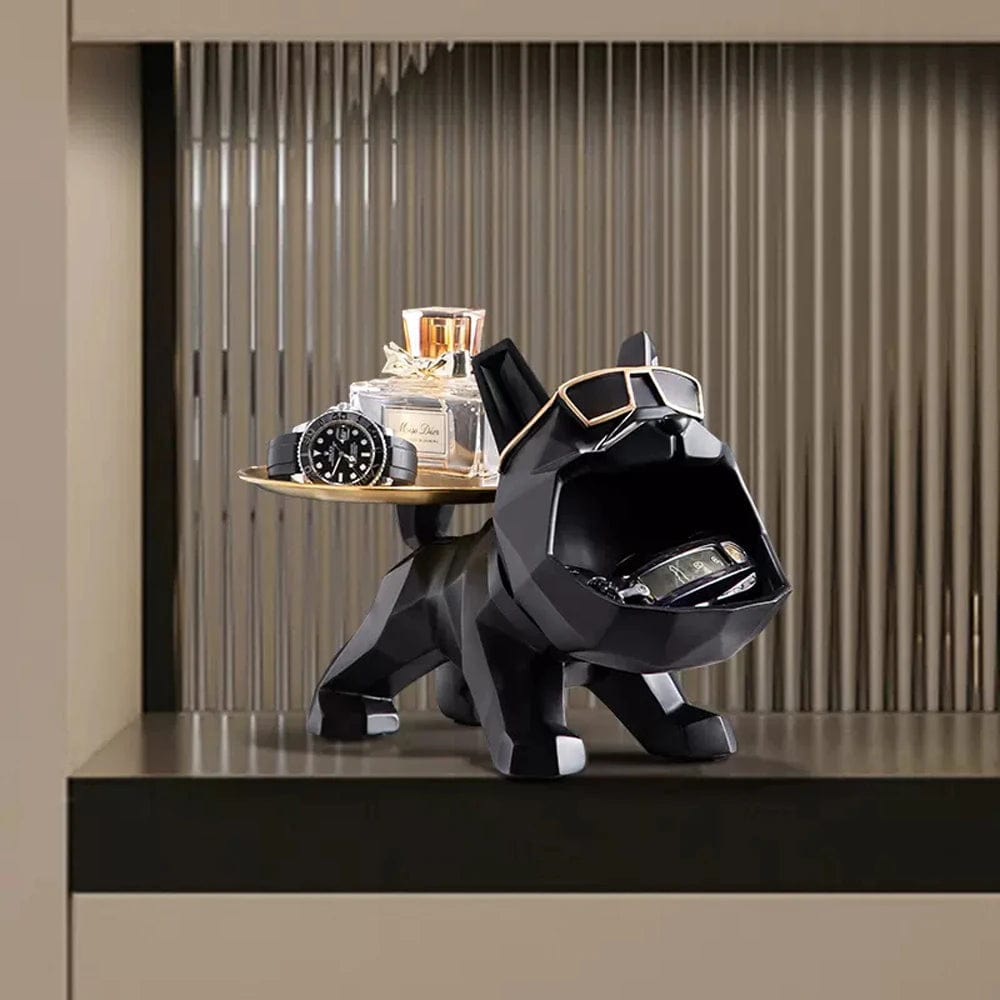 Funny Bulldog Butler With Tray Keys Storage Holder 