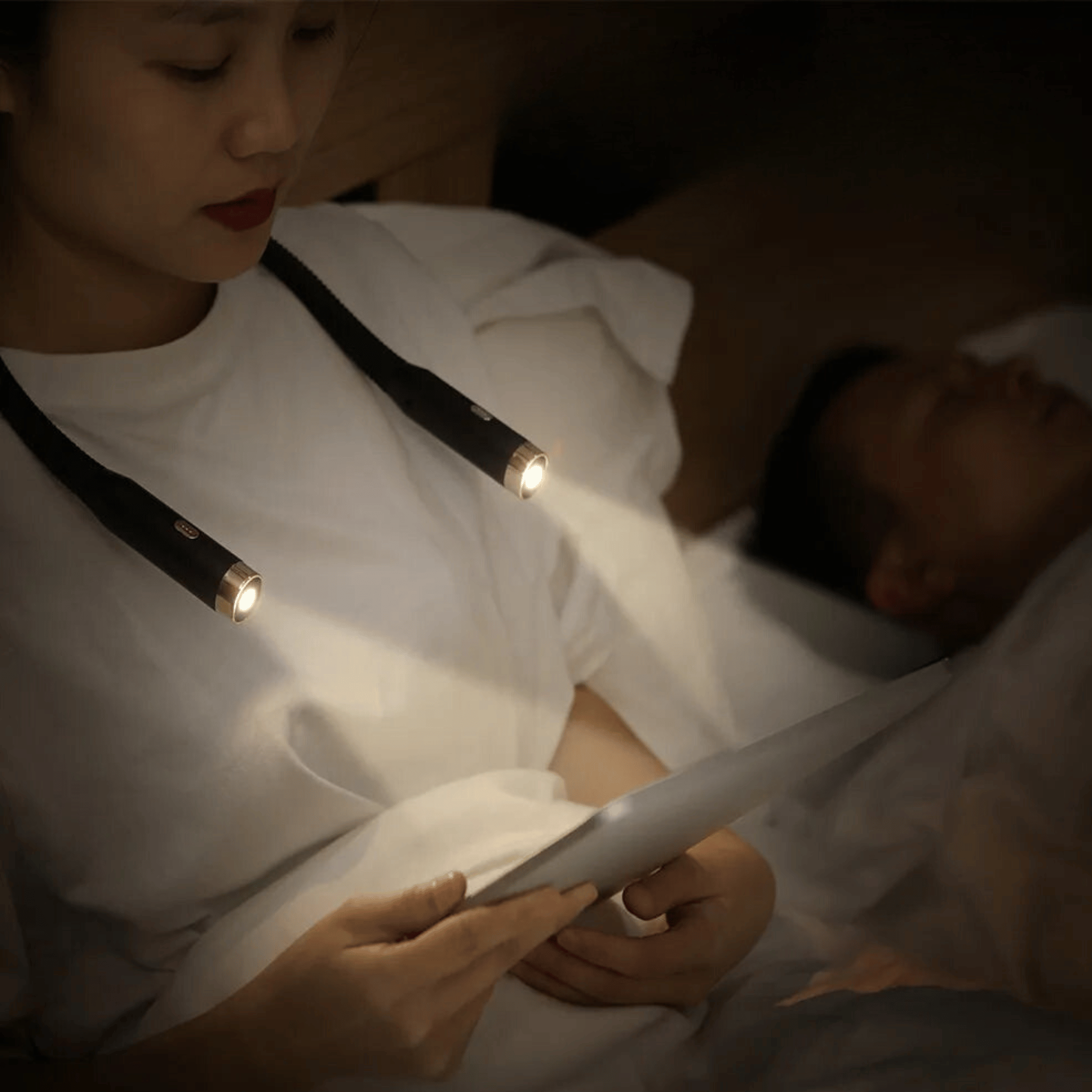 Rechargeable LED Neck Book Reading Light 3 Modes 