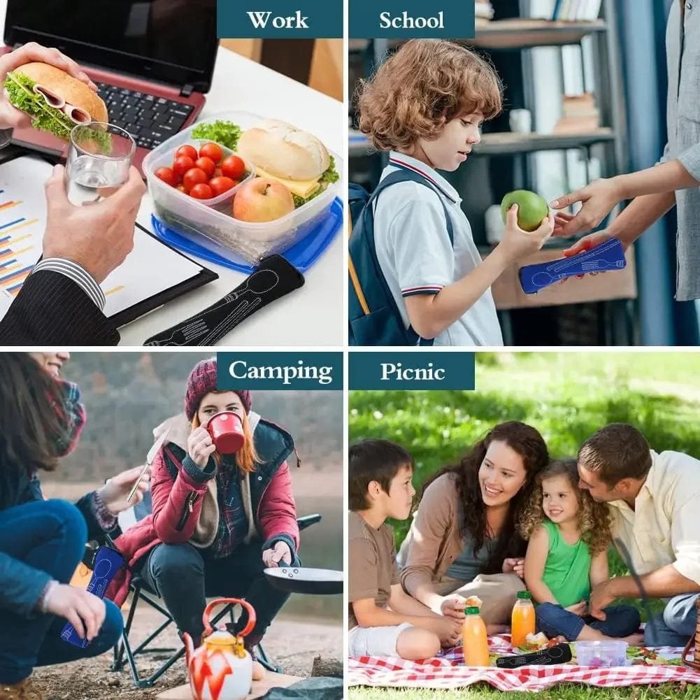 Portable Travel Cutlery Storage Bag With Zipper 