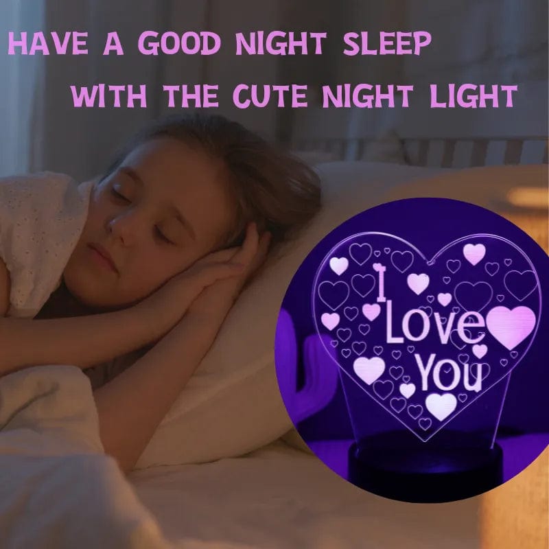 3D LED Heart Acrylic Bedside Table Lamp