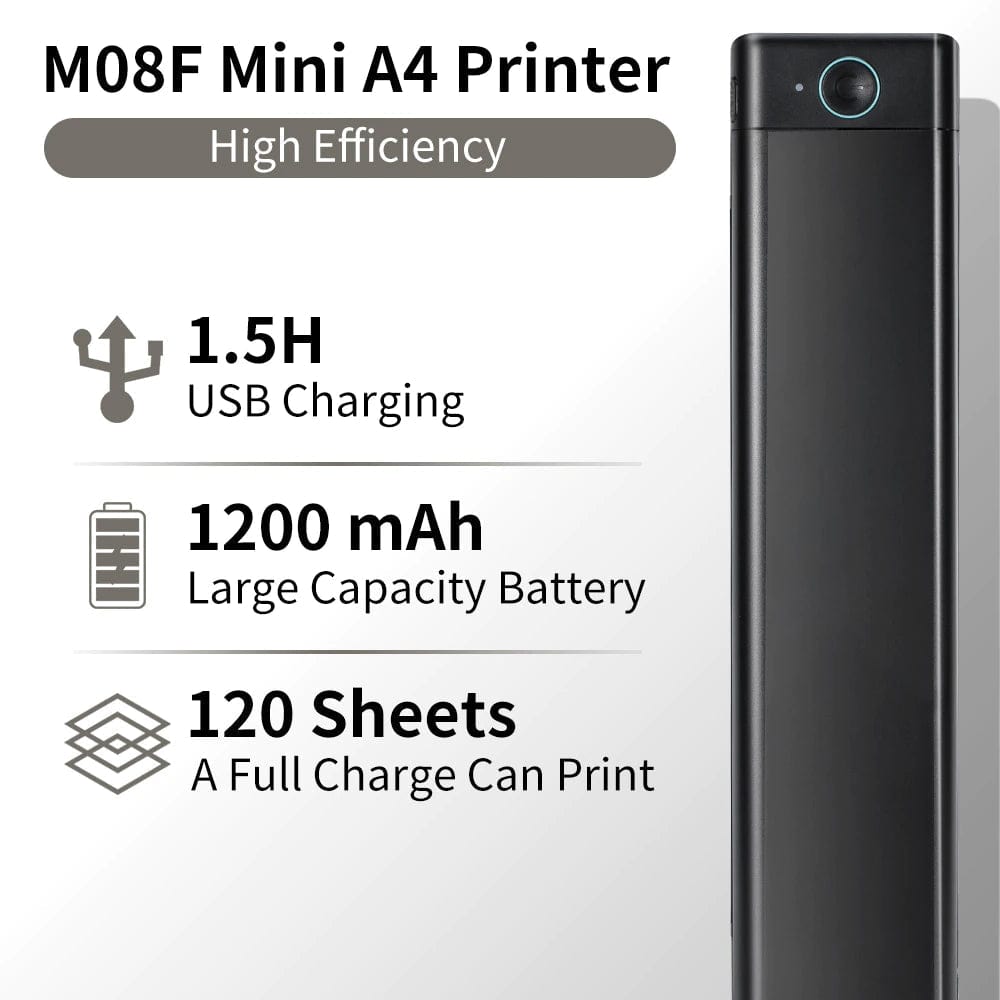 M08F A4 Portable Thermal Printer,Supports 8.26